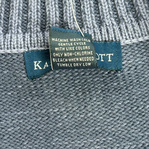 NWD Karen Scott Blue Cable Knit Fisherman Sweater Zip Up Womens Size Large L Y2K - Picture 8 of 12